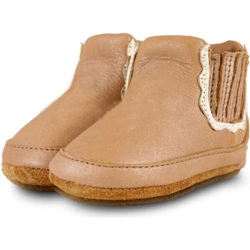 Elfine Nubuck Leather Slip-On Booties, Caramel Metallic - Donsje Amsterdam | Maisonette