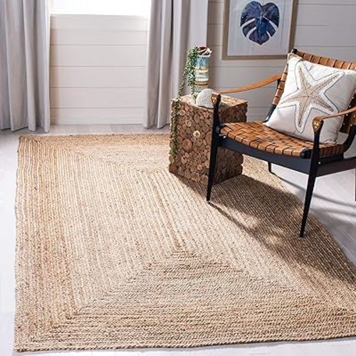 SAFAVIEH Cape Cod Collection Area Rug - 6' x 9', Natural, Handmade Flat Weave Jute, Ideal for High Traffic Areas in Living Room, Bedroom (CAP252A)