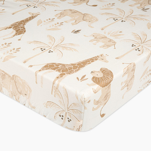 Crane Baby Cotton Sateen Crib Fitted Sheet - Kendi Animals