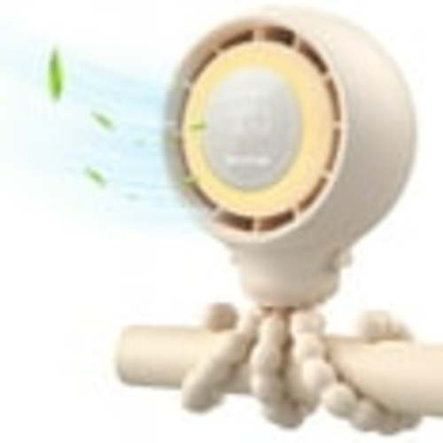 Dreamegg Portable Fan Cooling Stroller Fan for Baby, 4000mAh USB Rechargeable for Travel, Beige