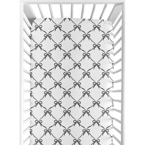 Sweet Jojo Designs Ballerina and Ballet Bows White Black Fitted Crib Sheet | Wayfair
