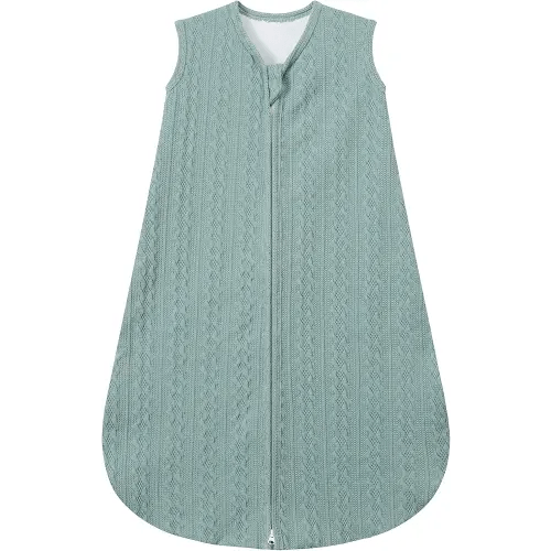 Baby Sleep Sack 6-12 Months, Baby Wearable Blanket 100% Acrylic knit 2-Way Zipper Toddler Sleeping Sack TOG 1.5 (Green)