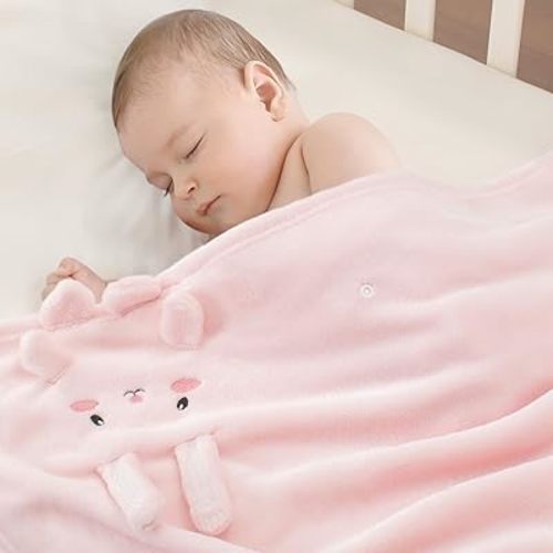 Baby Blanket, Foldable Rabbit Shape Plush Blanket, Super Soft Warm Breathable Receiving Blankets Newborn Nursery Swaddle Blankets Gifts for Crib Stroller Baby Boys Girls Birthday Baby Shower