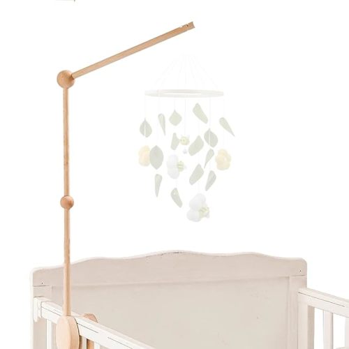 Baby Crib Mobile Arm - 30 Inch Wooden Mobile Hanger for Crib, Baby Mobile Holder for Baby Girls Boys Nursery Decor - with Anti Slip Attachment
