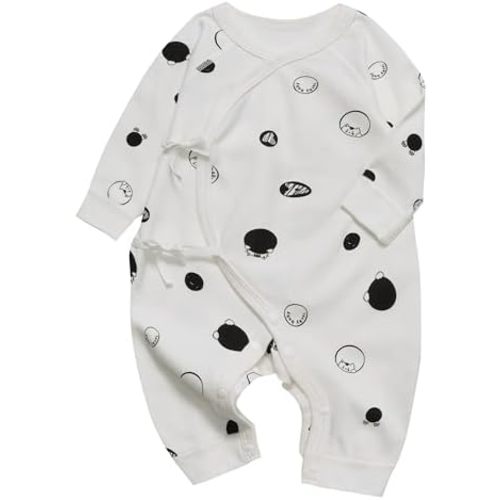 100% Organic Cotton Soft 0-6 Months Newborn Baby Romper Jumpsuits for Boys and Girls Unisex Long Sleeve