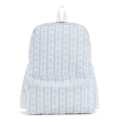 Large Backpack - Diaper Bag - Ribbon Floral Blue