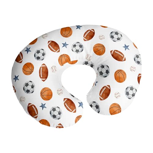 Sweet Jojo Designs Sports Theme Boy Nursing Pillow Cover Baby Breastfeeding Slipcover Infant Newborn Nursery Bottle Breast Feeding Pillowcase Pillow NOT Included Watercolor Vintage Sport Themed Stars