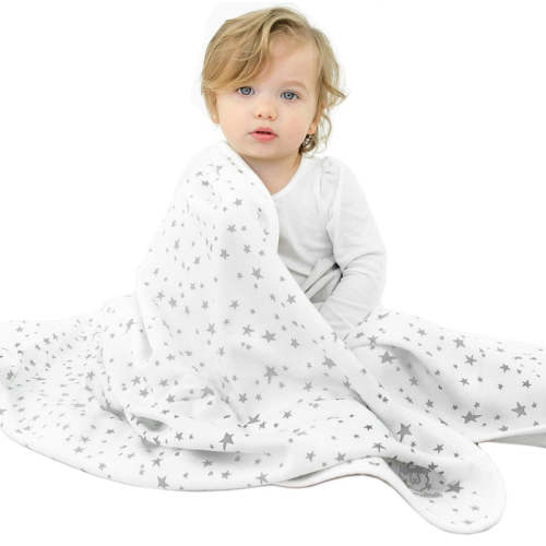4 Season® Stroller Merino Wool & Organic Cotton Baby Blanket, 40" x 31.5", Star White Default Title