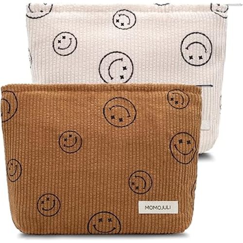 Corduroy Makeup Bag Cosmestic Bag 2pcs Large Capacity Ladies Women Aesthetic Make Up Organizer Accessories Zipper Pouch Purse 2PCS