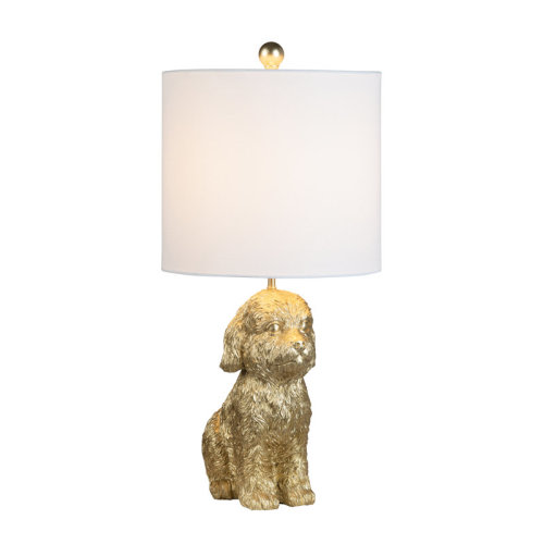 House of Hampton® Gold Resin Doodle Dog Table Lamp With Linen Shade & Reviews | Wayfair