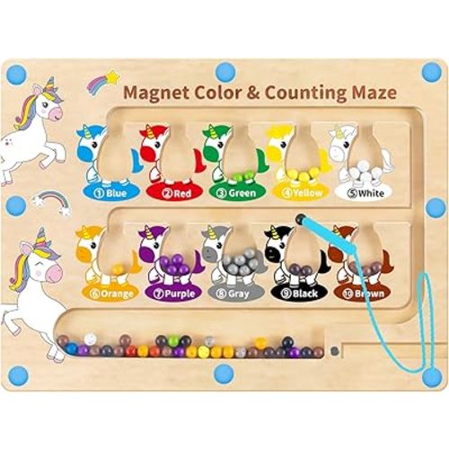 Magnetic Color and Number Maze,Uniorn Gifts for Girls,Montessori Toys for 2 3 4 5 Year Old,Learning Educational Sensory Toys for Toddlers and Kids Boys Girls,Christmas Stocking Stuffers for Kids