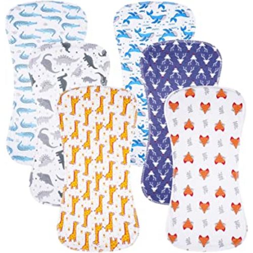 6 Pack Cotton Baby Burp Cloths Extra Absorbent Soft for Baby Boys and Girls (Multi03)