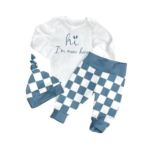 AGAPENG Baby Boy Clothes Newborn Boy Outfits Infant Letter Print Romper Long Pants Hat 3PCS Baby Boy's Clothing