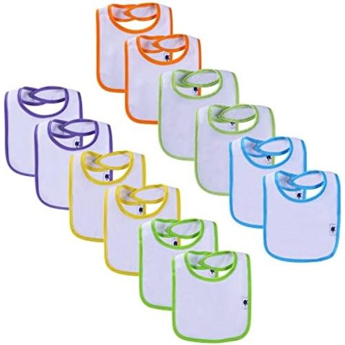 12 Pack Terry Drool Cotton Bibs, Unisex Baby Bibs with Fiber Filling Waterproof for Feeding, Teething, Drooling