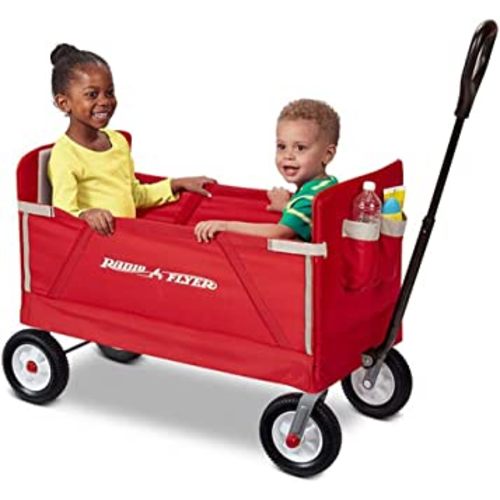 Radio Flyer All-Terrain 3-in-1 EZ Folding Wagon for kids and cargo, Red