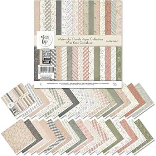 Pattern Paper Pack - Watercolor Florals - 12x12 Scrapbook Paper 12x12 Floral Scrapbook Card Making Crafting Scrapbooking - by Miss Kate Cuttables