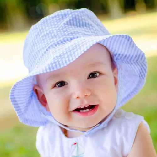 Seersucker Kid's Bucket Hat UPF 25+ - Beach Sun Hat for Babies - Blue Seersucker Hat for Kids - Toddler Sun Hat