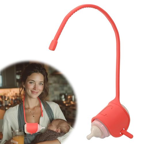 Adjustable Baby Bottle Holder - BPA-Free SiliconeAnti-Shedding & Anti-Slip, Ergonomic Design Support Holder​,Universal Fit for Standard/Wide-Neck & Most Bottle Sizes(Cinnamon)