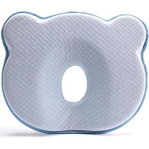 Memory Foam Baby Soft and Cozy Pillow(Blue49) Head Neck Support Pillow for Car Seat Breathable Bedding Set for Small Boys Girls Prevent Flat Head