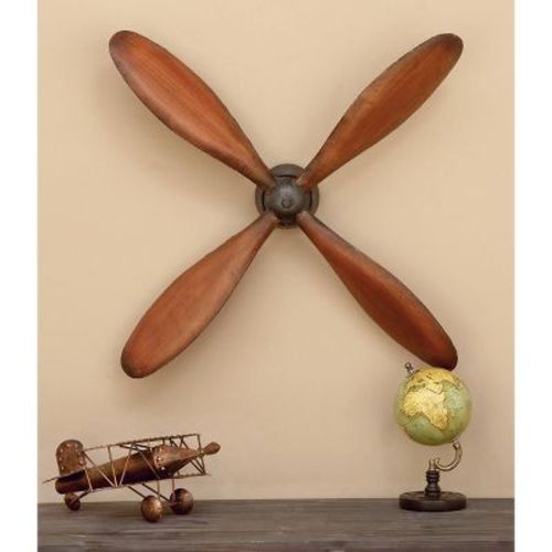 Metal Airplane Propeller Wall Decor, 4-Blade Iron Sculpture - Olivia & May