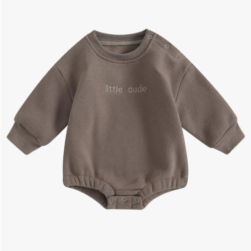 VISGOGO Newborn Infant Baby Boy Girls Oversized Romper Little Dude Sweater Onesie Coming Home Outfit Neutral Clothes