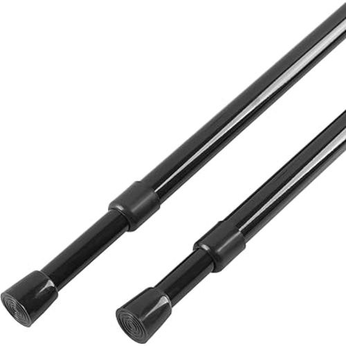 KXLife 2 Pack 5/8" Spring Tension Curtain Rod, Adjustable Tension Rods Black 18 to 30 Inch, RV Tension Bars, Tension Rod for Closet