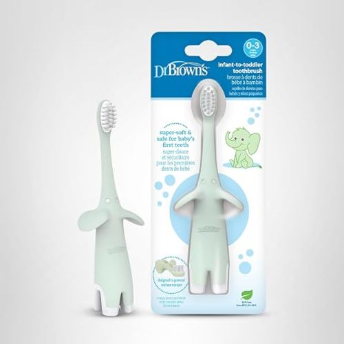 Dr. Brown's Infant-to-Toddler Toothbrush, Elephant, Mint, 0-3 Years