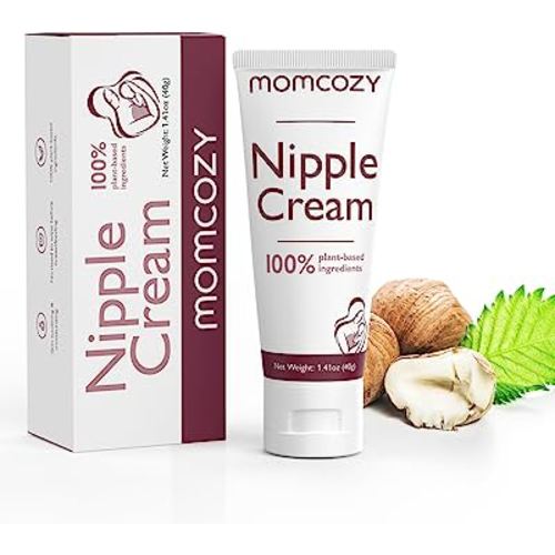 Momcozy Nipple Cream Safe for Breastfeeding, 100% Natural, Lanolin-Free Nipple Balm, Soothing Cream, Breastfeeding Essentials for Nursing & Pumping Moms, 1.41 oz