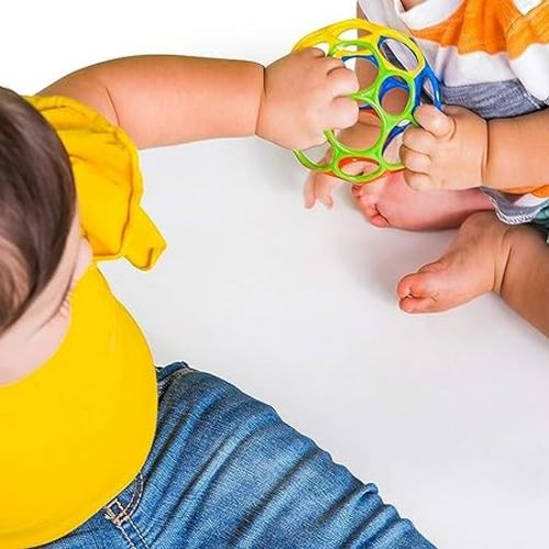 Bright Starts Easy-Grasp Toys, BPA Free, Unisex, Newborn and Up - Red/Yellow