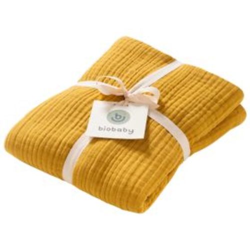 biobaby organic muslin blanket 105 x 105 cm mustard yellow