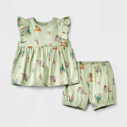 Baby Girls' Winnie the Pooh Top and Bottom Set - Green, Size: 0-3 or 3-6