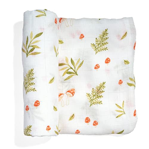 Rookie Humans Super Soft Viscose from Bamboo Muslin Swaddle Blankets for Baby Girls and Boys – Silky Soft - 47 x 47 inches Swaddling Blankets - Newborn Baby Essentials, Mushrooms