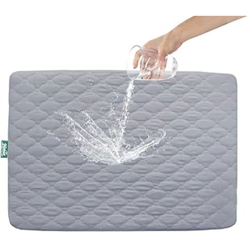 Pack and Play Sheets Quilted, Waterproof Pack and Play Mattress Pad/Protector Compatible with Graco Pack n Play & Baby Trend & Dream On Me & Pamo Babe, Playard Sheets 39" X 27" for Baby Mini Crib