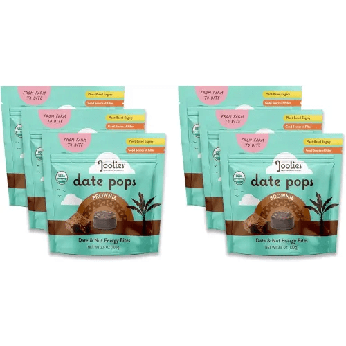 Joolies, Date Pops, Brownie (3.5 Ounce, Pack of 6) - Gluten Free, Kosher, USDA Organic, Cake Pop Alternative