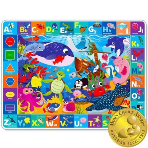 QUOKKA Baby Play Mat for Floor - Ocean ABC Rug for Kids Toddlers Infants - Extra Thick Large Padded Non-Slip Nursery Rug for Crawling and Playing