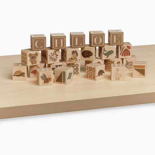 Loomsake Wooden Alphabet Blocks - Grey