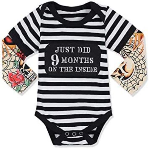 Fommy Baby Boy Clothes, Baby Clothes Letter Print Romper Tattoo Sleeves Bodysuit for Boy