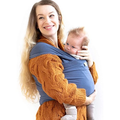 Boba Baby Wrap Carrier Newborn to Toddler - Stretchy Baby Wraps Carrier - Baby Sling - Hands-Free Baby Carrier Wrap - Baby Carrier Sling - Baby Carrier Newborn to Toddler 7-35 lbs (Vintage Blue)