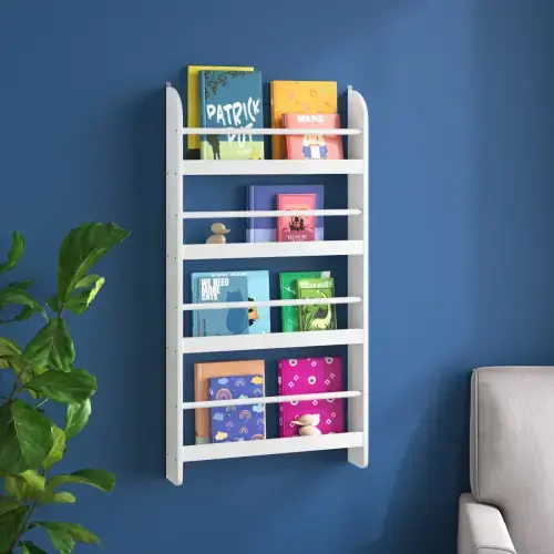 Mack & Milo™ Albertson 43.7'' H X 22.8'' W Kids Floating Bookshelf, Nursery Bookshelf for Toddler Room| Wayfair