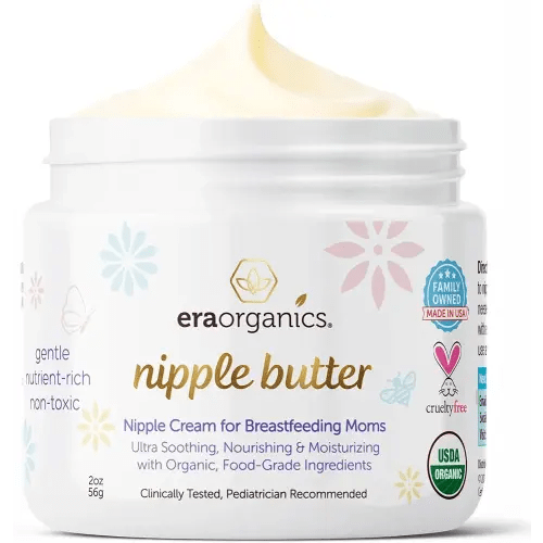 USDA Organic Nipple Butter Safe for Breastfeeding – Lanolin-Free, Food-Grade Nipple Cream for Sore, Cracked & Sensitive Skin Relief – No Wipe Off Postpartum Essential