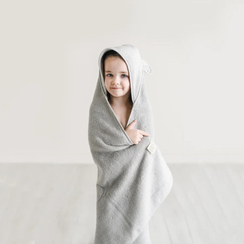 Natemia Organic Baby Hooded Towel - Grey, 1
