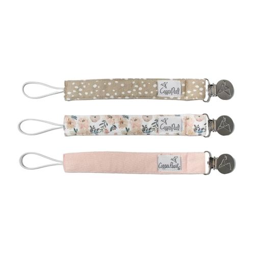 Copper Pearl Pacifier Clip 3-Pack: Premium Knit Binky Clips for Baby Girls and Boys - Stylish Stainless Steel Pacifier Holder Clip - Baby Pacifier Clips for No More Floor Drops - Autumn