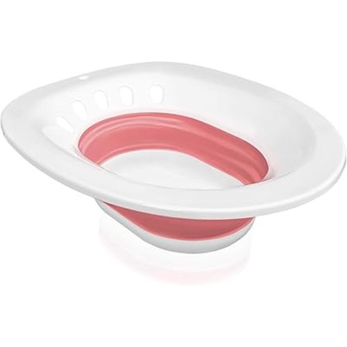 Sitz Bath for Hemorrhoids, Sitz Bath for Toilet Seat - Perineal Soaking Bath, Postpartum Care, Anal Inflammation Treatment - Collapsible Easy, Storage Bag - Use with Sitz Bath Salt