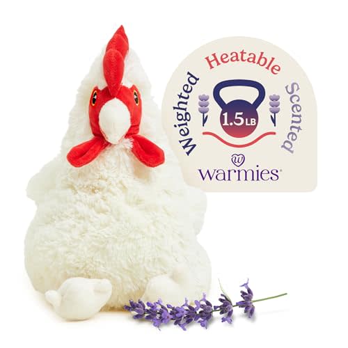warmies Microwavable & Weighted Stuffed Animals, Chicken - Heated Stuffed Animal Plushie for Warmth & Comfort - Cute Soft Plush Toys for Adults & Children (Boys, Girls, Babies & Toddlers)