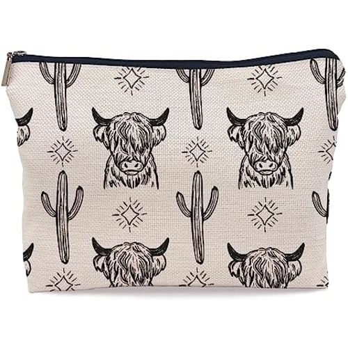 Western Cow Makeup Bag,Western Cow Gifts For Women,Cowgirl Stuff For Women,Cowgirl Gifts