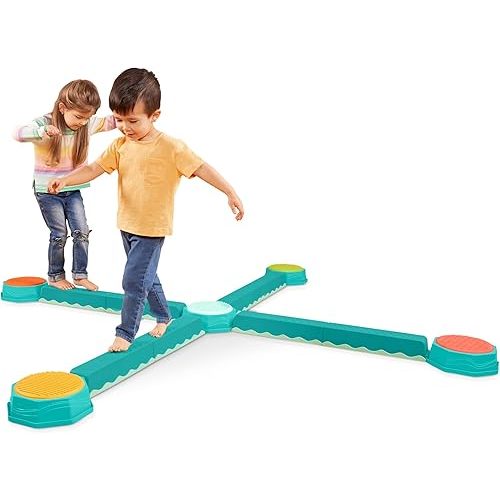 B. Toys – Balance Beam for Kids – Interlocking Balancing Beams – 5 Sensory Pads & 8 Beams – Active Play for Toddlers, Kids – 3 Years + – Balance & Build Set