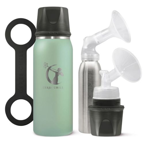 CERES CHILL OG Breastmilk Chiller, Reusable Storage Container, Up to 34 oz. - Up to 20 Hours, Connects w/ Most Pumps (Zen Green), 1 Count