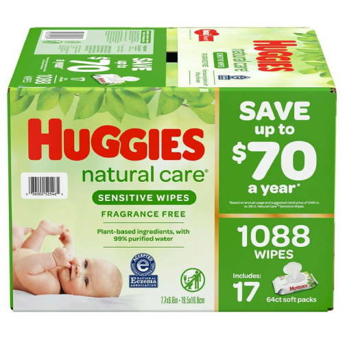 Huggies Natural Care Sensitive Baby Wipe Refill, Fragrance Free (1,088 Count)