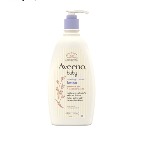 Aveeno Baby Calming Comfort Moisturizing Body Lotion with Relaxing Lavender & Vanilla Scents, Non-Greasy Baby Lotion, Nourishing Prebiotic Oatmeal, Paraben- & Phthalate-Free, 18 fl. oz