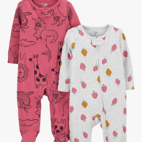Simple Joys by Carter's baby-girls 2-way Zip Thermal Footed Sleep and Play, Pack of 2